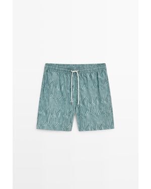 MASSIMO DUTTI Printed Swimming Trunks - Blue