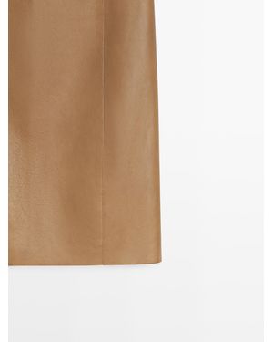 MASSIMO DUTTI Nappa Leather Mini Skirt - White