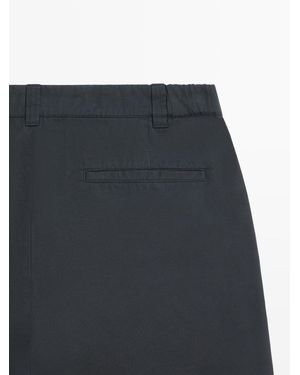 MASSIMO DUTTI Cotton Bermuda Shorts With Waist Detail - Multicolour