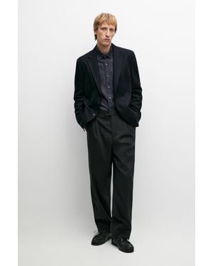 MASSIMO DUTTI Pantalón Wide Fit Detalle Pinzas - Negro