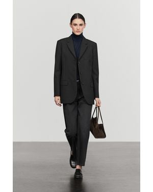 MASSIMO DUTTI Three-Button Wool Blazer - Black