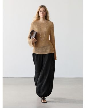 MASSIMO DUTTI Pantalón Bombacho Lino - Neutro