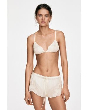 MASSIMO DUTTI Embroidered Bralette With Bow Detail - Blue