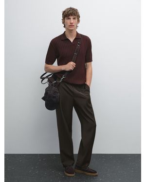 MASSIMO DUTTI Polo En Maille Côtelée - Gris