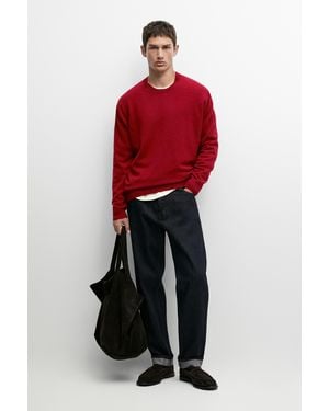 MASSIMO DUTTI Wool Blend Round Neck Knit Jumper - Red