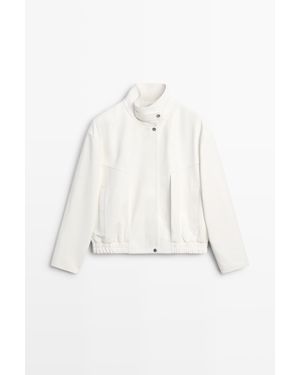 MASSIMO DUTTI Nappaleren Bomberjack - Wit