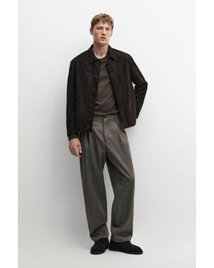MASSIMO DUTTI Pantalón Vestir Pinzas 100% Lana - Gris