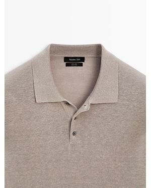 MASSIMO DUTTI Linen Polo Collar Knit Jumper - Multicolour