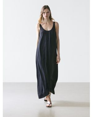 MASSIMO DUTTI Flowing Flared Dress With Straps - White