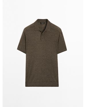 MASSIMO DUTTI Tricot Polo Van Linnenmix - Meerkleurig