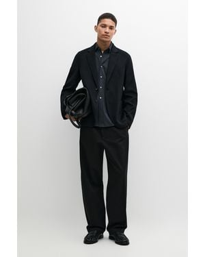 MASSIMO DUTTI Double-Faced Wool Blend Blazer - Black