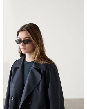 MASSIMO DUTTI Short Cotton Blend Trench Coat With Tab Details - Blue