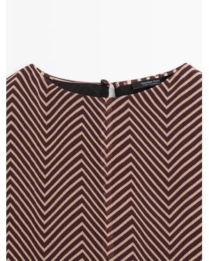 MASSIMO DUTTI Flowing Geometric Print Blouse - Brown