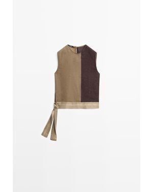 MASSIMO DUTTI Soepelvallende Top Van Linnenmix - Wit