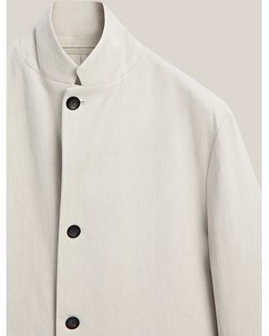 MASSIMO DUTTI 100% Linen Suit Blazer With Pocket Detail - Natural
