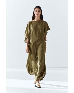 MASSIMO DUTTI Flowing Wide-Leg Total Look Pants - Green