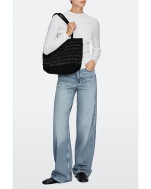MASSIMO DUTTI Tote Bag With Wooden Details - Black