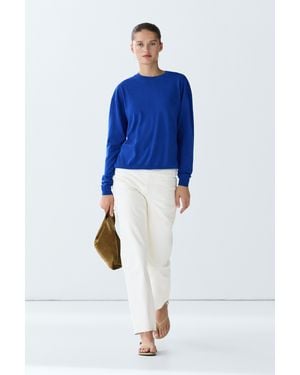 MASSIMO DUTTI Jersey Punto Fino Con Lana - Azul
