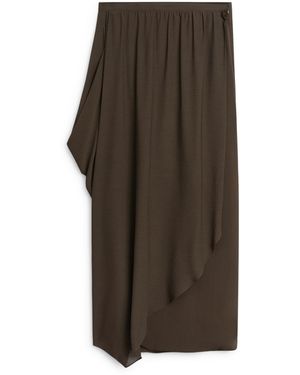 MASSIMO DUTTI Soepelvallende Asymmetrische Halflange Rok - Meerkleurig