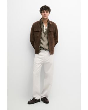 MASSIMO DUTTI Suede Leather Pocket Jacket - Brown