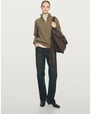 MASSIMO DUTTI Jersey Cuello Alto Cremallera 100% Cashmere - Neutro