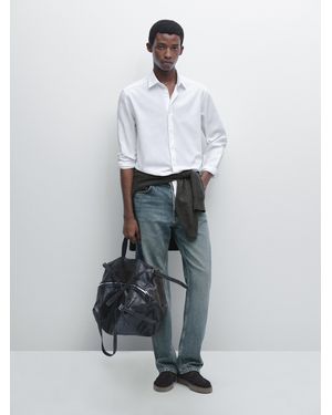 MASSIMO DUTTI Camicia Regular Fit Strutturata - Bianco