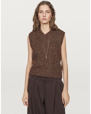 MASSIMO DUTTI Flecked Alpaca And Felt Texture Vest - Brown