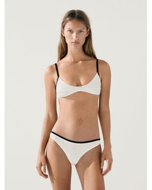MASSIMO DUTTI Contrast Textured Bikini Bottoms - Natural
