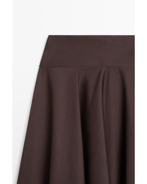 MASSIMO DUTTI Flounce Midi Skirt With Yoke Detail - Brown