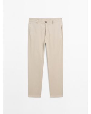 MASSIMO DUTTI Slim Fit Broek Met Structuur - Naturel