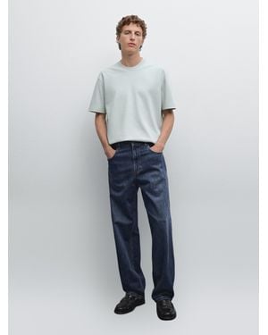 MASSIMO DUTTI T-Shirt Medium Weight 100 Coton - Bleu