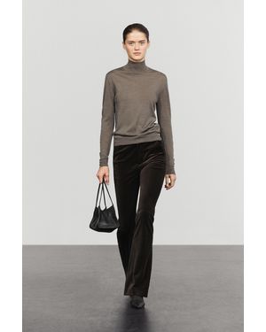 MASSIMO DUTTI Jersey Punto Cuello Perkins 100% Lana - Gris