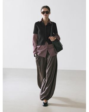 MASSIMO DUTTI Cárdigan Punto Manga Corta Algodón - Negro