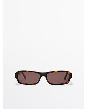 MASSIMO DUTTI Rectangular Tortoiseshell-Effect Sunglasses - White