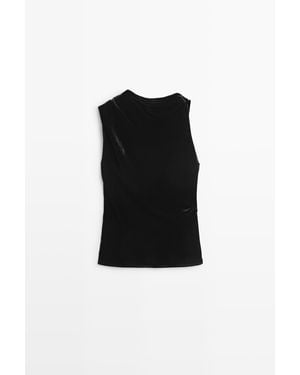 MASSIMO DUTTI Asymmetric Top With Back Neckline Detail - Black