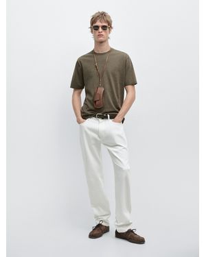 MASSIMO DUTTI Knit Cotton T-Shirt - White