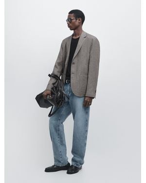 MASSIMO DUTTI American Herringbone Blend Linen - Gray