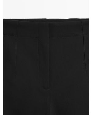 MASSIMO DUTTI Technical Cotton Blend Trousers - Black