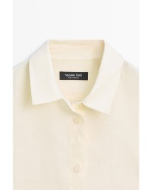 MASSIMO DUTTI Flowing 100% Linen Shirt - Grey