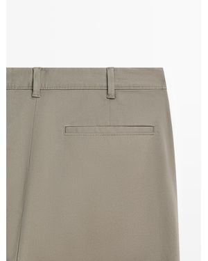MASSIMO DUTTI Cotton Blend Slim Fit Trousers - Green