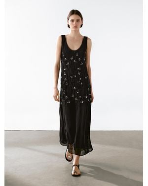 MASSIMO DUTTI Long Dress With Beading - White