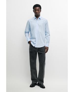 MASSIMO DUTTI Regular Fit Stretch Cotton Shirt - Blue