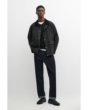 MASSIMO DUTTI Quilted Jacket With Corduroy Collar - Black