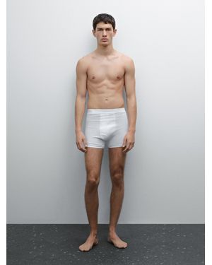 MASSIMO DUTTI Plain Cotton Blend Boxers - White