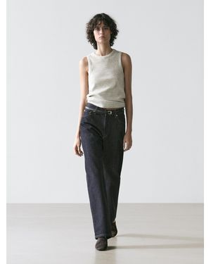 MASSIMO DUTTI Sleeveless Cotton Blend T-Shirt - White