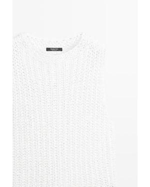 MASSIMO DUTTI Textured Cotton Knit Top - White