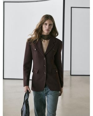 MASSIMO DUTTI Americana Bolsillos Cuello Solapa - Negro