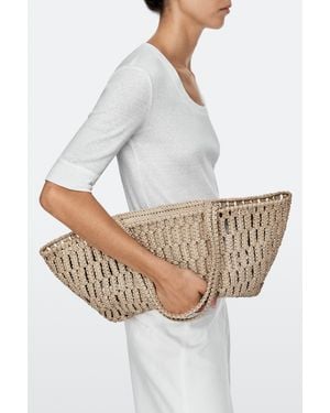 MASSIMO DUTTI Braided Nappa Leather Shopper Bag - Metallic