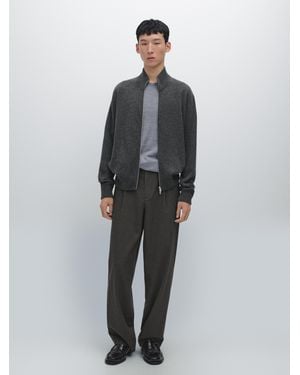 MASSIMO DUTTI Zip-Up Cashmere Cardigan - Grey