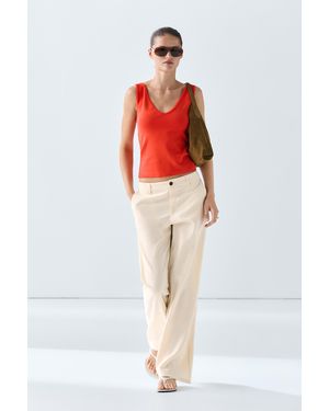MASSIMO DUTTI Cotton Blend Strappy Top - Red